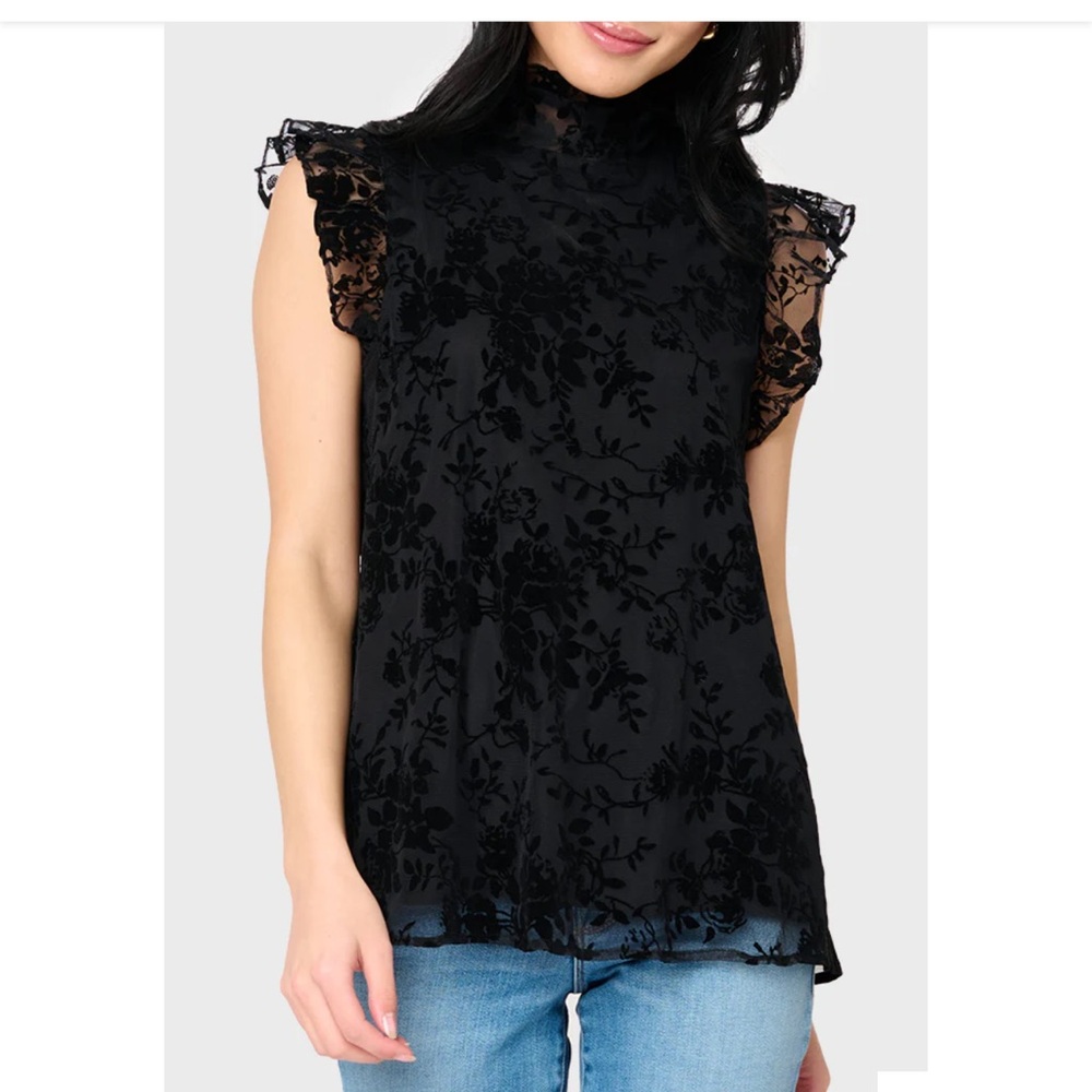 Flutter Sleeve Flocked Blouse brand new with tags